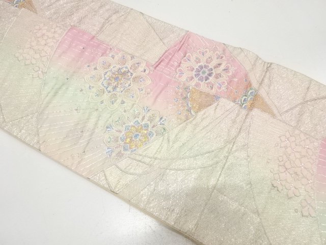JAPANESE KIMONO / ANTIQUE FUKURO OBI / SILK / WOVEN FLOWER